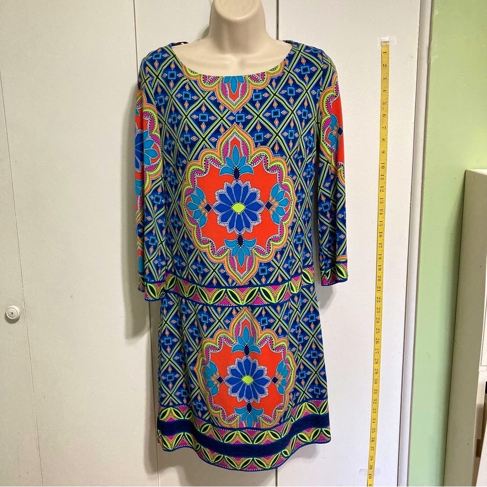 LAUNDRY By Shelli Segal Bohemian Mandala Geometric Dress Women XS - Picture 2 of 14